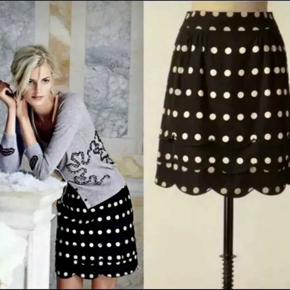 🆕 ANTHROPOLOGIE Floreat BLK w/Taupe Dots Mini 6